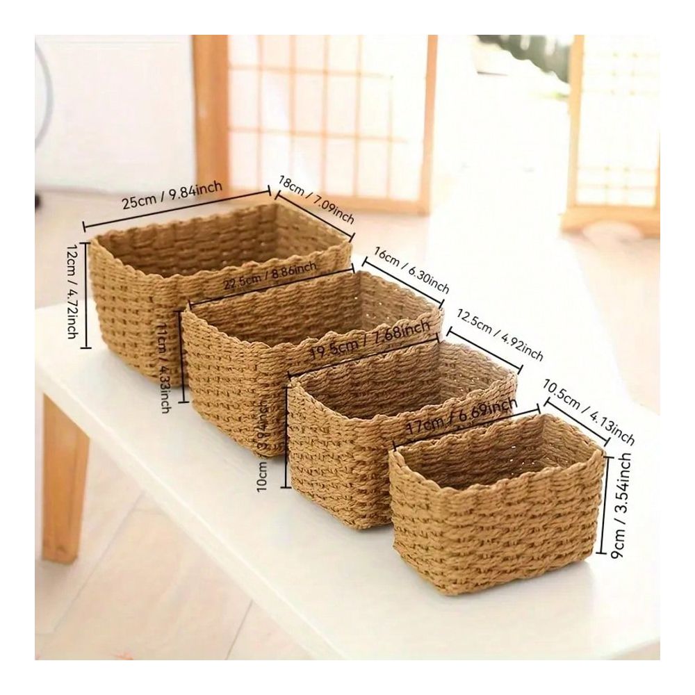 4-Piece Woven Storage Basket S - Woven Basket Set 评论和价格
