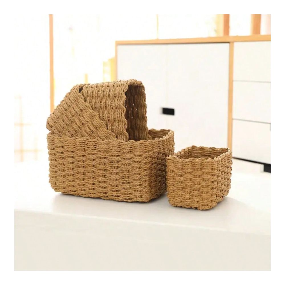 4-Piece Woven Storage Basket S - Woven Basket Set 评论和价格