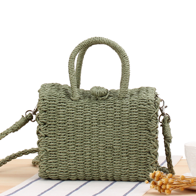 Summer Straw Beach Bag Handmad - Woven Basket Set 评论和价格