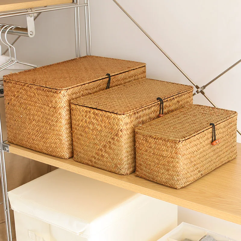 Woven Storage Basket with Vint - Woven Basket Set 评论和价格