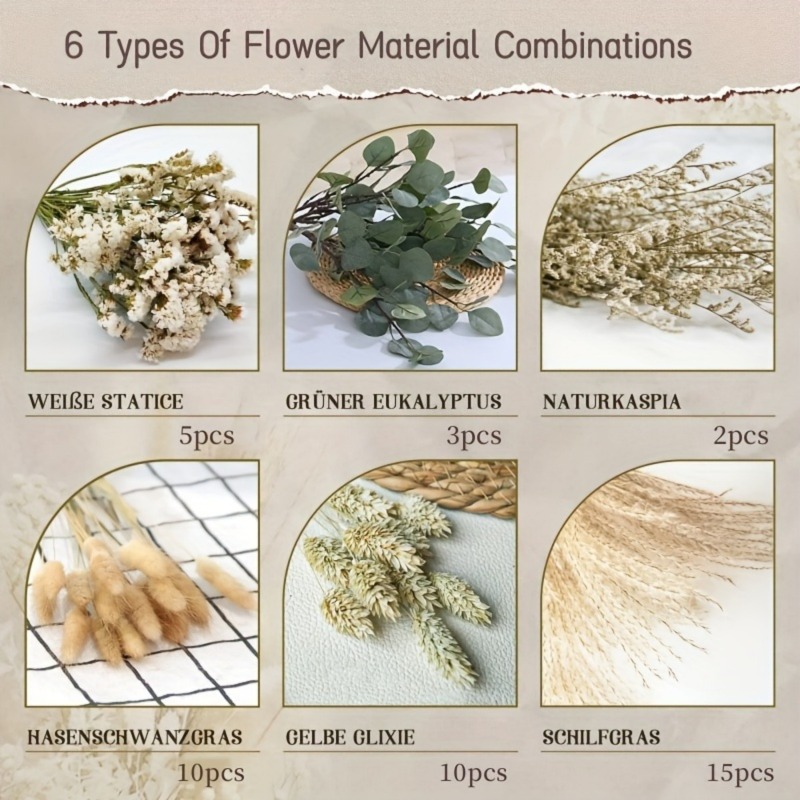 45Pcs Boho Rustic Mixed Dried  - Dried Pampas Bundle 评论和价格