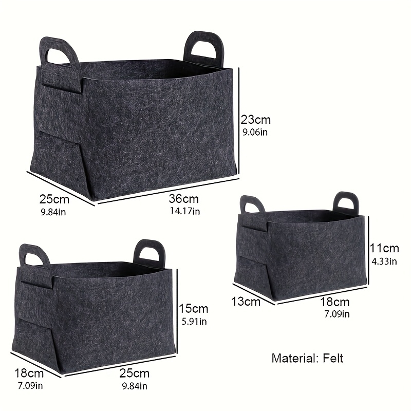 3PCS Felt Storage Bins With Ha - Woven Basket Set 评论和价格