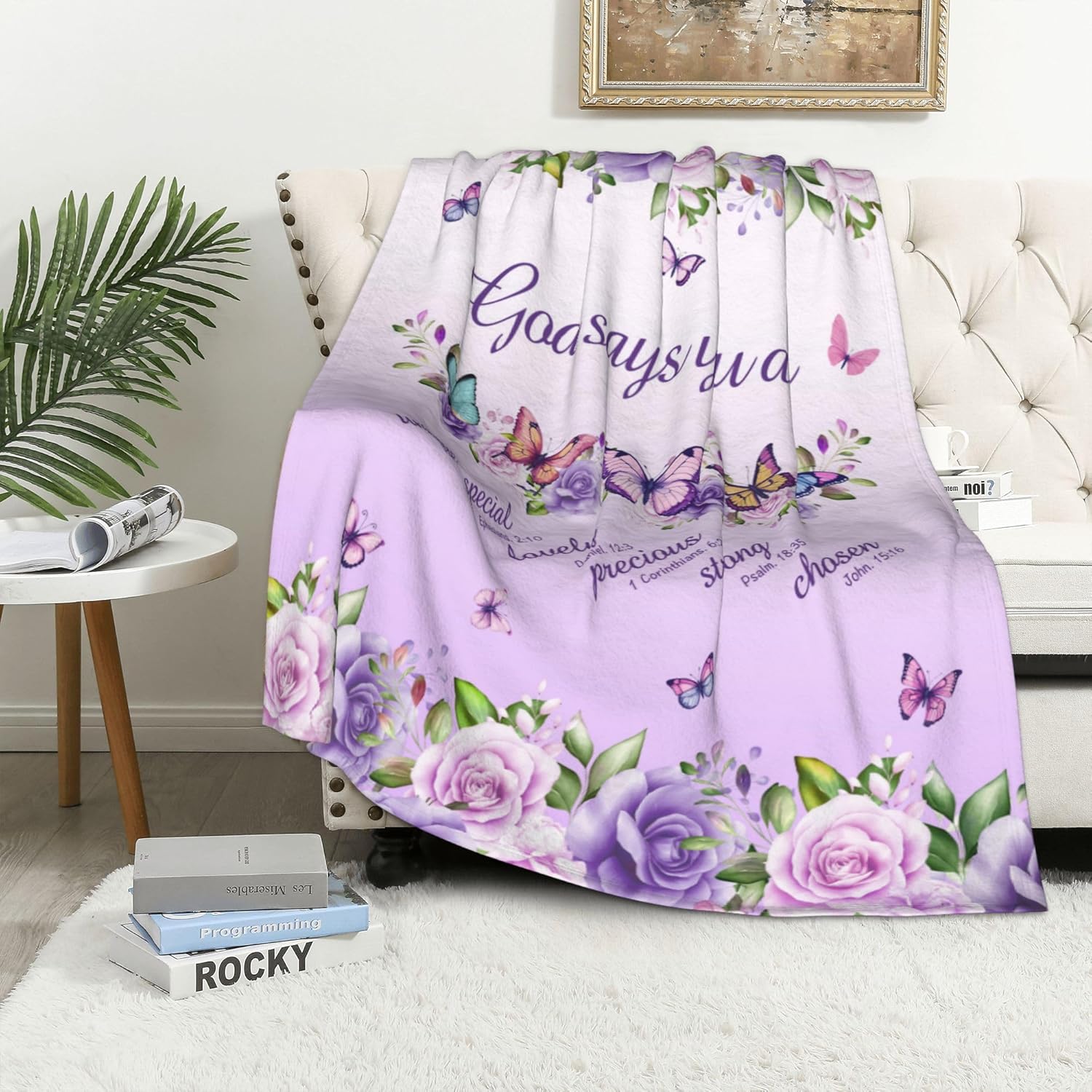 Purple Roses Butterflies Faith - Interior Design Warm 评论和价格