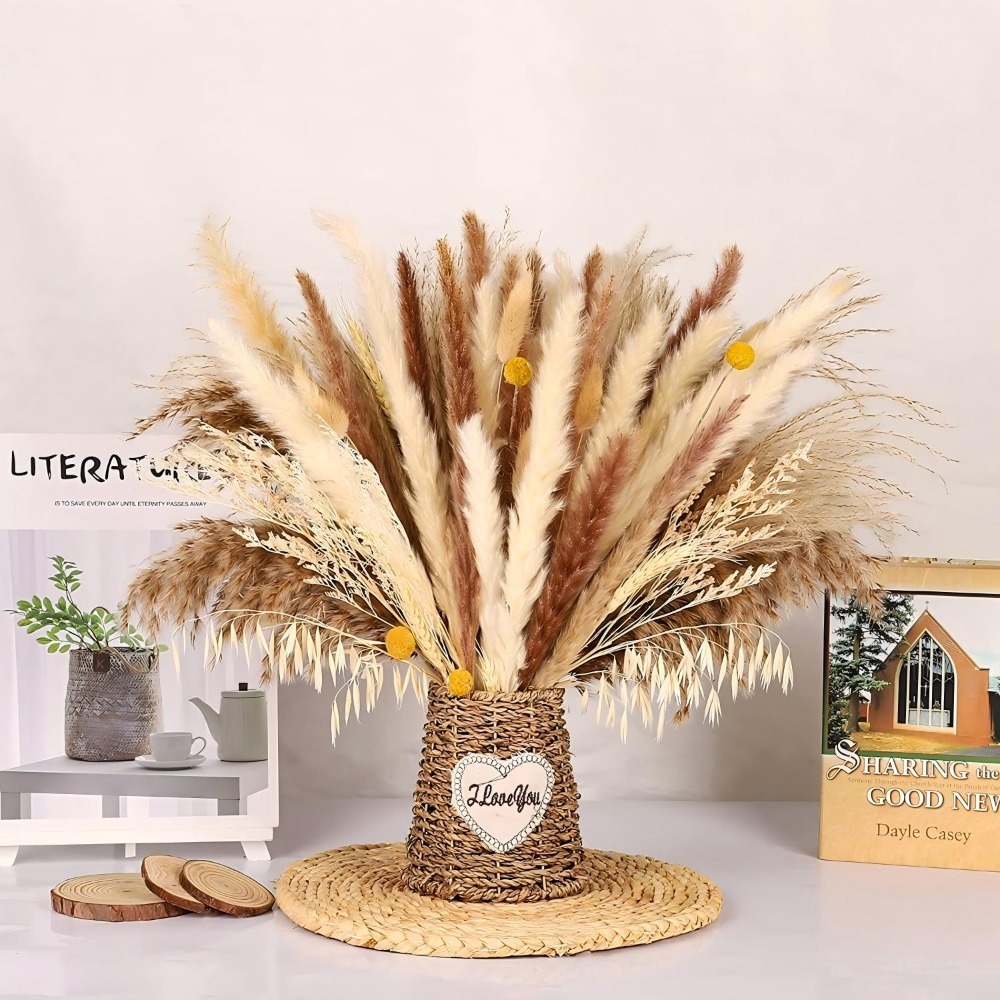 Natural Mixed Dried Flower Bou - Dried Pampas Bundle 评论和价格