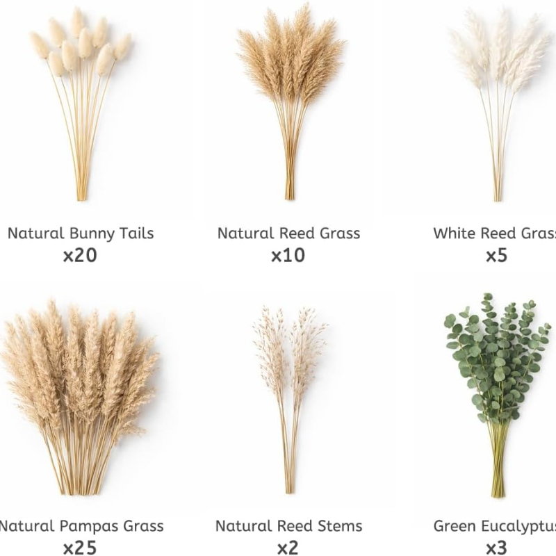 65Pcs DIY Natural Dried Flower - Dried Pampas Bundle 评论和价格